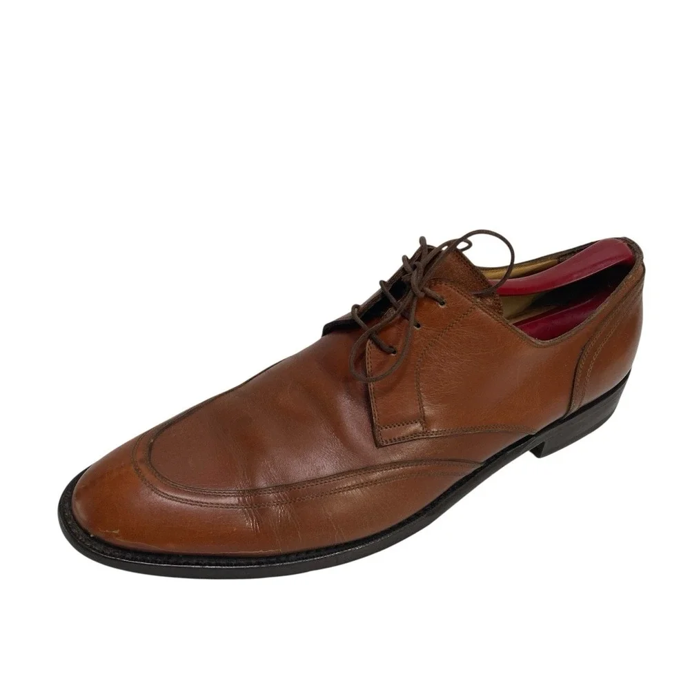 Yves Saint Laurent YSL Lace up Brown Leather Dress Shoes Split Toe Men 42 Oxford